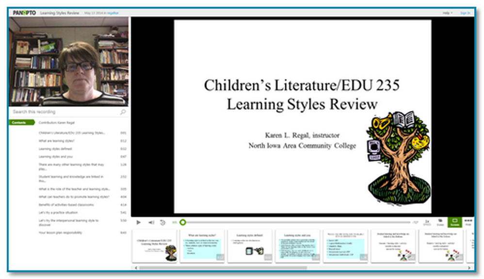 Miniature de la conférence sur les styles d'apprentissage - Panopto Lecture Capture Platform