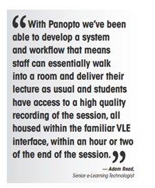 Panopto quote - Adam Read - Panopto Lecture Capture Platform