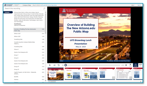 University of Arizona presentation icon - Panopto Lecture Capture Platform