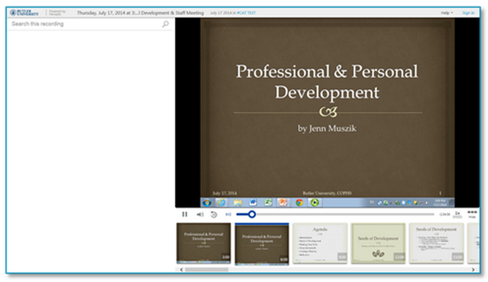 Professional and Personal Development - Panopto VCMS