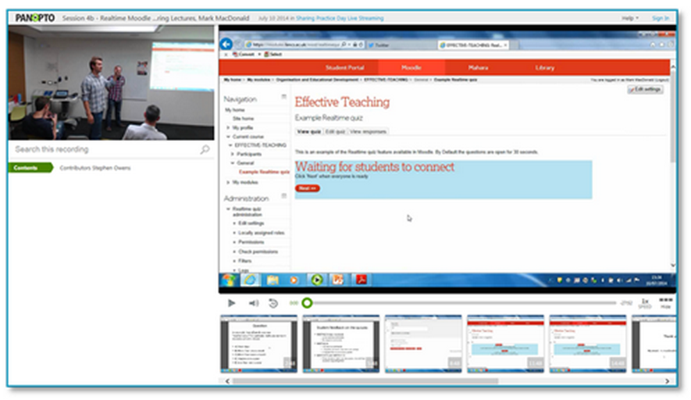 Realtime Moodle Quizzes Presentation - Panopto Lecture Capture Platform