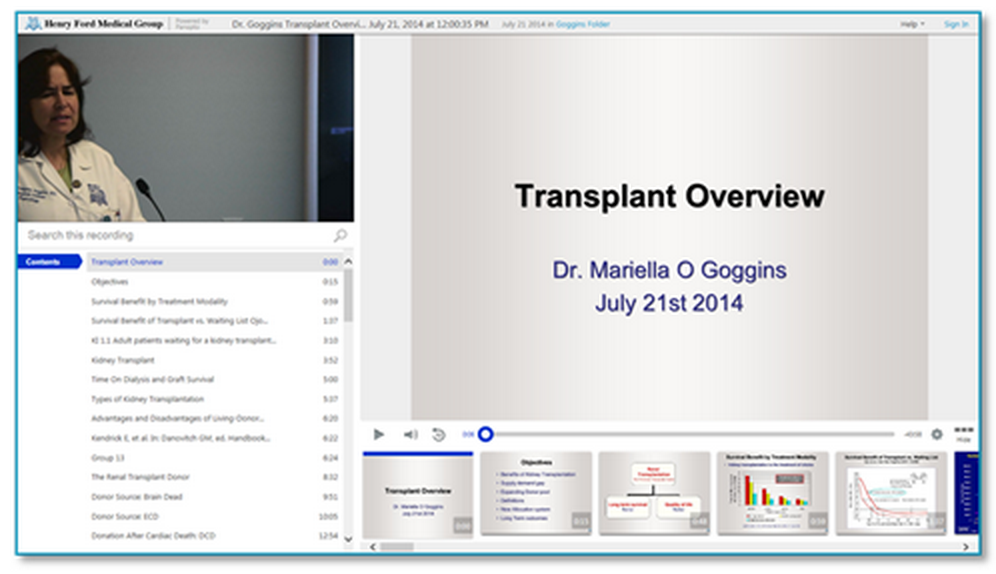 Aperçu de la transplantation - Plate-forme vidéo Panopto