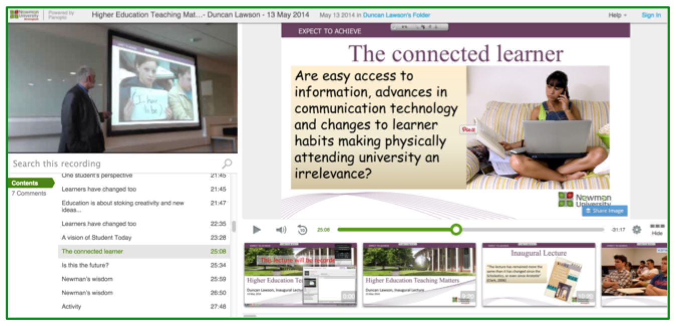 Higher Education Lecture - Panopto Lecture Capture Platform