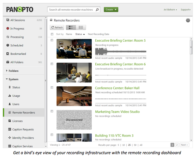 Panopto Remote Recorder Dashboard