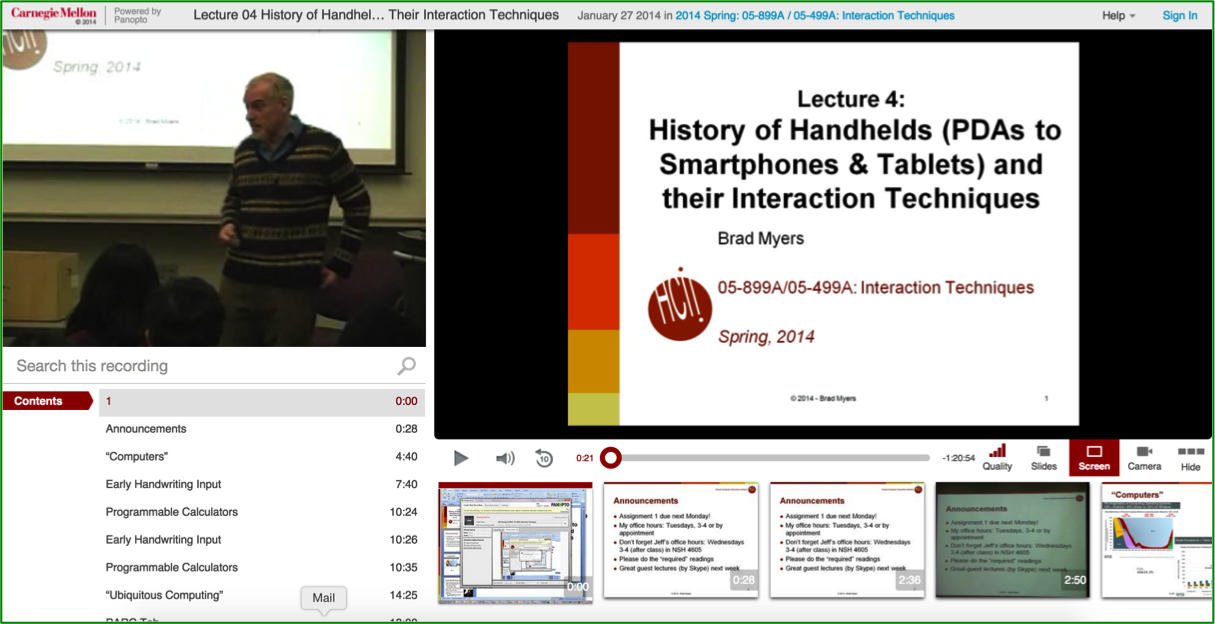 History of Handhelds - Panopto Lecture Capture Platform