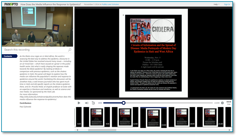 Media Influence in Epidemics - Panopto Video Presentation Software