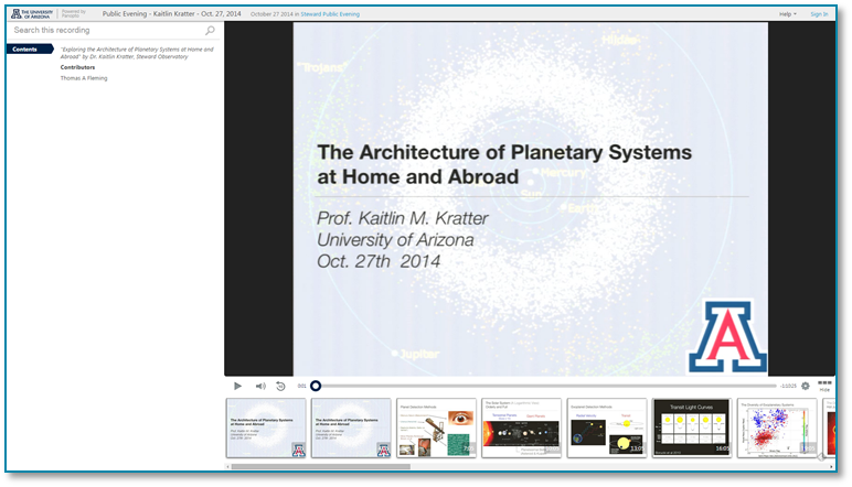 Planetensysteme - Panopto Video-Präsentations-Software