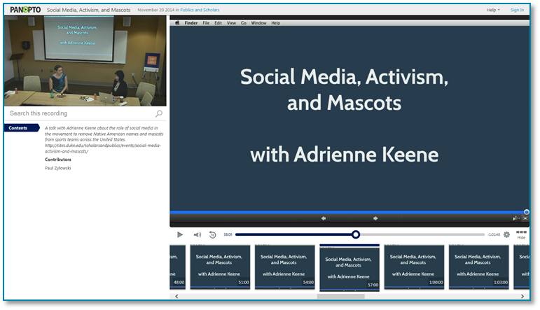 Social Media Activism and Mascots - Panopto Video Presentation Software