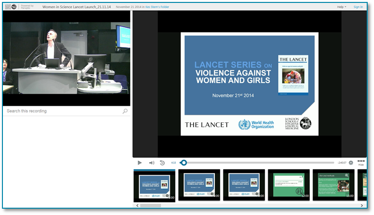 Violence Against Women Series - Panopto Video Presentation Software