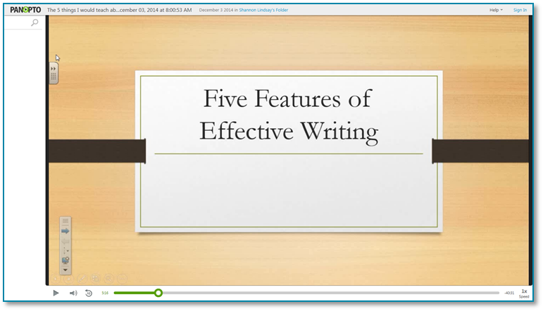 Five Things I Would Teach About Writing - Panopto Video Presentation Software