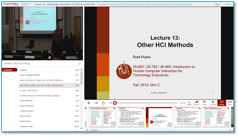 기술 경영진을위한 인간 컴퓨터 상호 작용-Panopto 비디오 프레젠테이션 소프트웨어