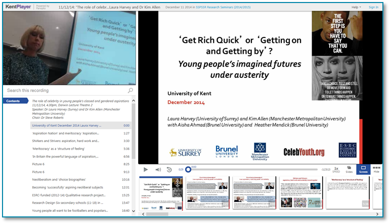 Role of Celebrity in Young Peoples Aspirations - Panopto Video Presentation Software