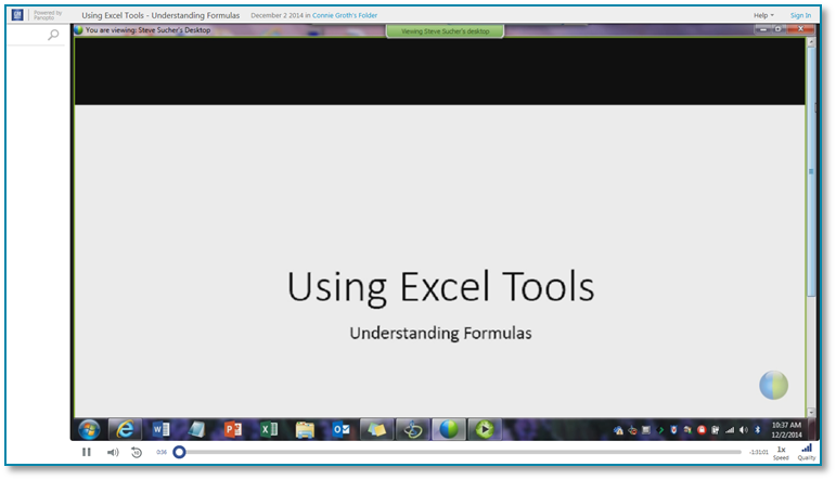 Utilisation des outils Excel - Logiciel de présentation vidéo Panopto