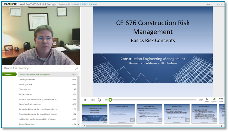 Contruction Risk Management Basics - Panopto Video Presentation Software