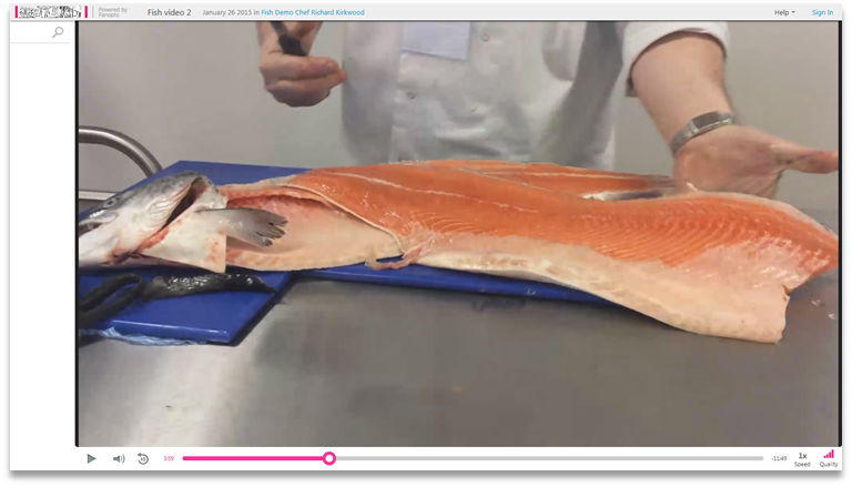 Salmon Demonstration - Hospitality Food Enterprise - Panopto Video Presentation Software