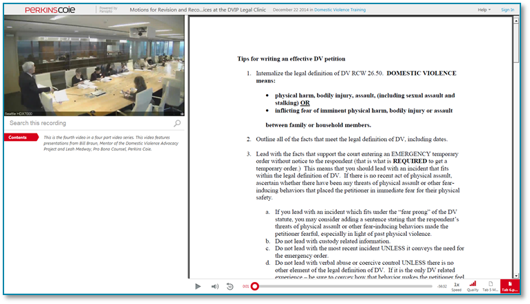가정 폭력 청원 작성을위한 팁-Panopto 비디오 프레젠테이션 소프트웨어