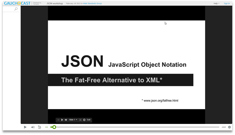 Introduzione a JSON - Software di presentazione video Panopto