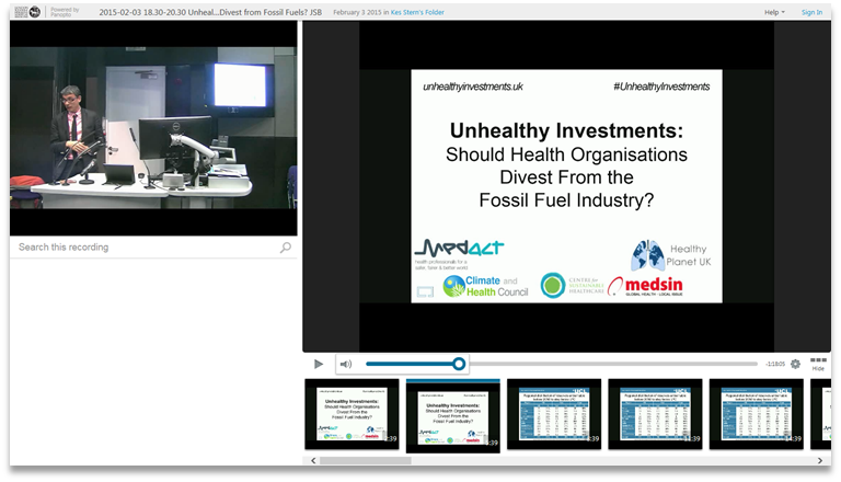 Une organisation de santé doit-elle se désengager des combustibles fossiles ? - Panopto Video Presentation Software