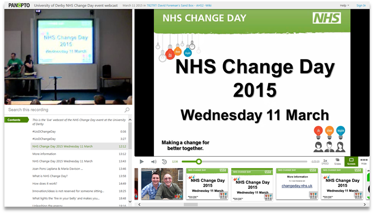 NHS Change Day - Panopto Video Presentation Software