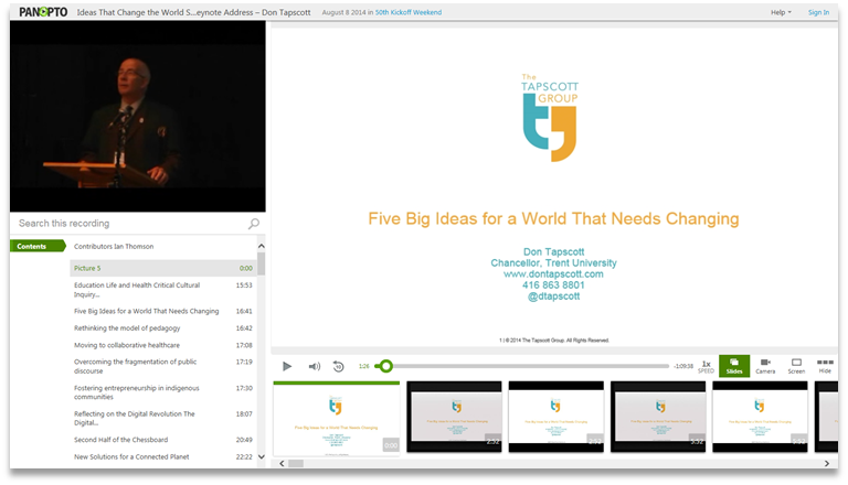 5 Ideas for A World That Needs Changing - Panopto Video Presentation Platform