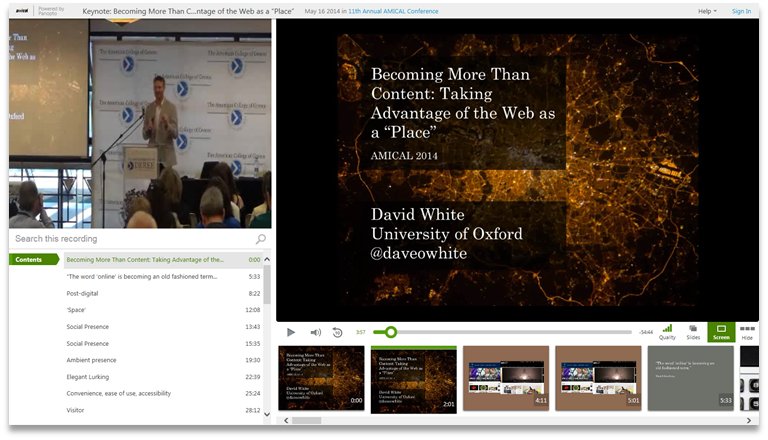 Becoming More than Content - The Web as a Place - Panopto Video Presentation Platform