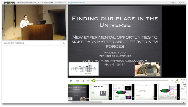 Finding our place in the Universe - Panopto Video Presentation Platform