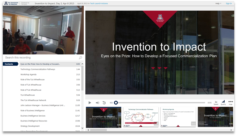 Innovation to Impact - Panopto Video Presentation Platform