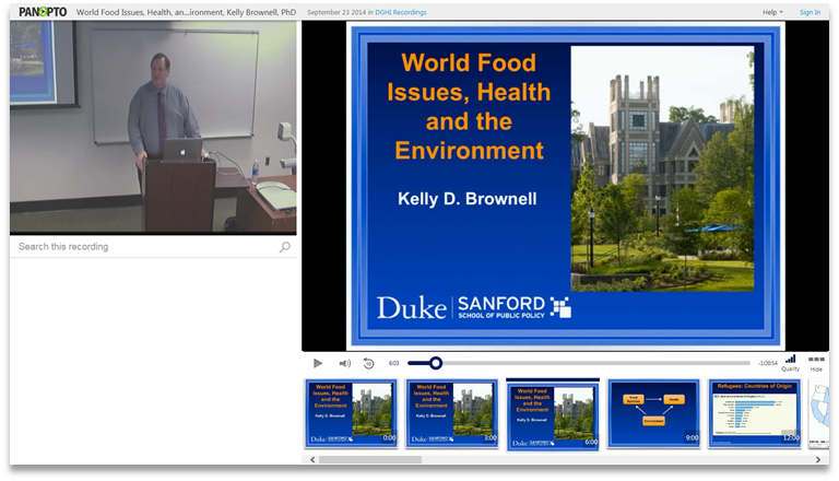 World Food Issues Health and Environment - Panopto Video Presentation Platform