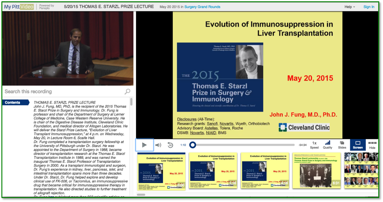 Immunsuppression bei Lebertransplantation - Panopto Video Presentation Platform