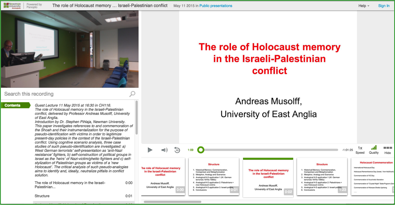 The Role of Holocaust Memory - Panopto Video Presentation Platform