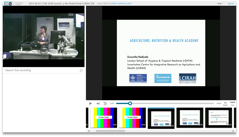 Akademie für Landwirtschaft, Ernährung und Gesundheit - Videopräsentationsplattform Panopto