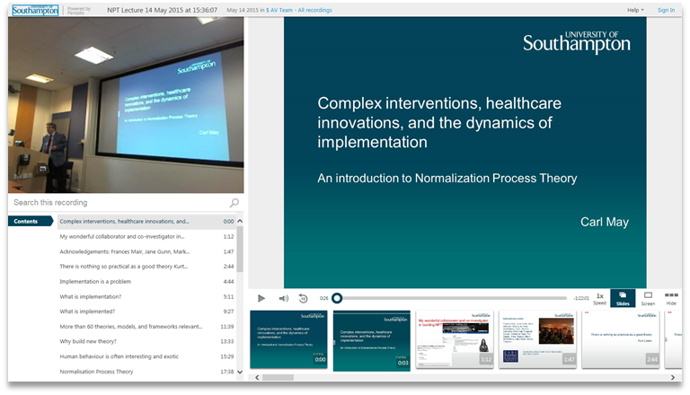 Complex Interventions Healthcare - Panopto Video Presentation Software