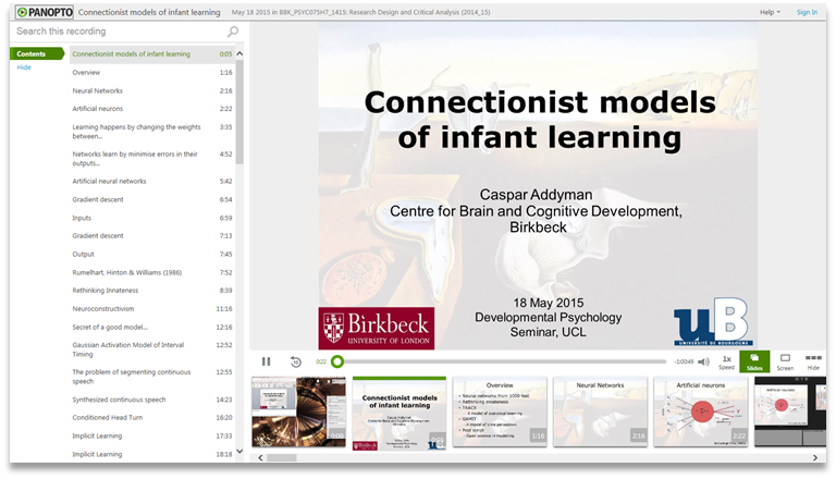 Connectionist Models in Infant Learning - Panopto Video Presentation Software