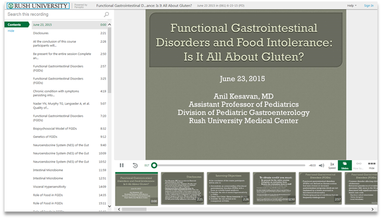 Trastornos gastrointestinales funcionales y gluten - Software de presentación de vídeo Panopto