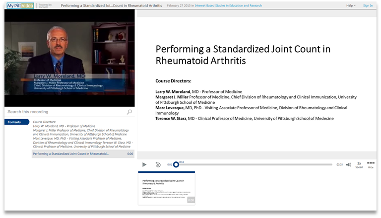 Compte des articulations dans la polyarthrite rhumatoïde - Panopto Video Presentation Software