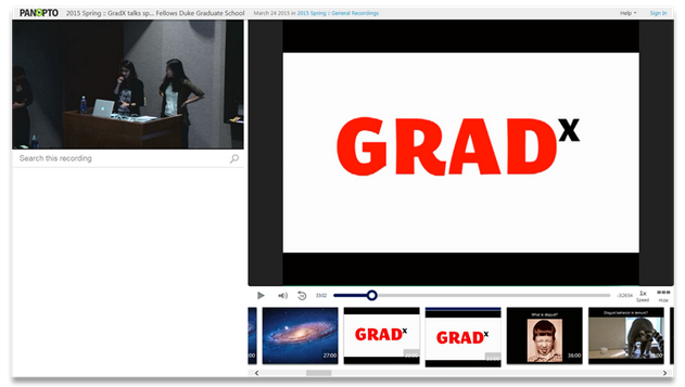 Evento Duke GRADx - Plataforma de vídeo Panopto