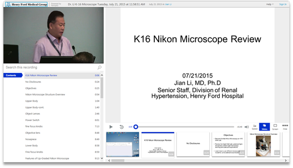 Revue des microscopes - Logiciel de présentation vidéo Panopto