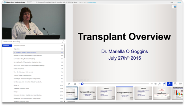 Vue d'ensemble de la transplantation rénale - Logiciel de présentation vidéo Panopto