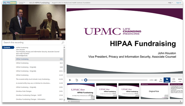 Collecte de fonds HIPAA - Logiciel de présentation vidéo Panopto