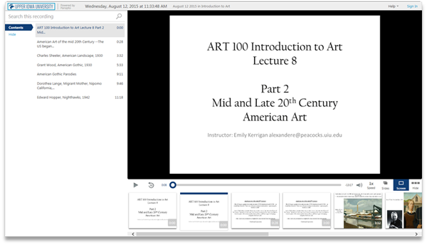 Intro à l'art du milieu et de la fin du 20e siècle - Logiciel de présentation vidéo Panopto