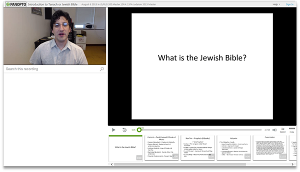 Introduction au Tanach ou Bible juive - Logiciel de présentation vidéo Panopto