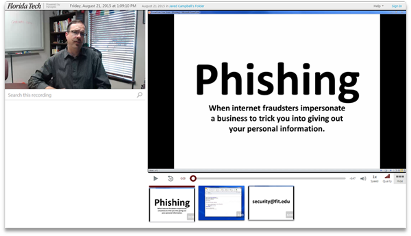 Phishing - Plate-forme vidéo Panopto