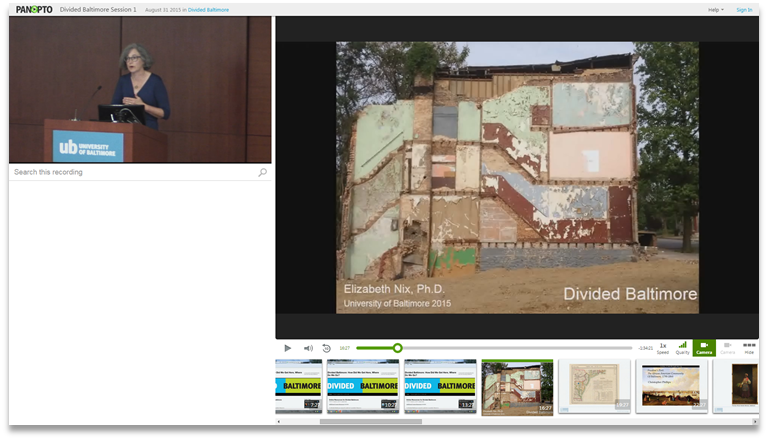 Divided Baltimore - Panopto Video Presentation Software