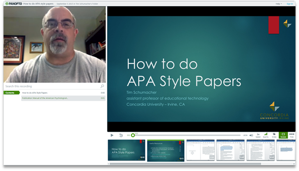 Comment faire des papiers de style APA - Logiciel de présentation vidéo Panopto