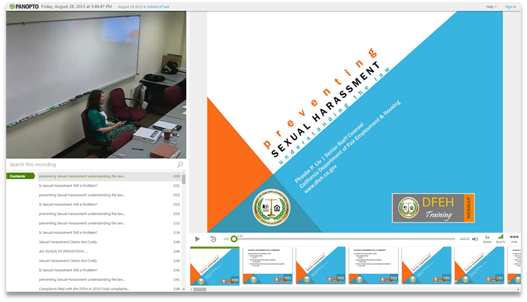 Preventing Sexual Harassment - Panopto Video Presentation Software