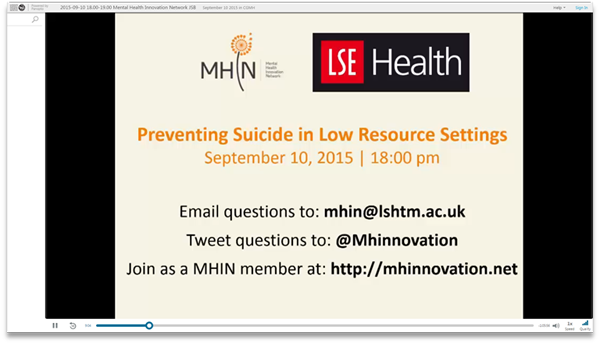 Preventing Suicide in Low Resource Settings - Panopto Video Presentation Software