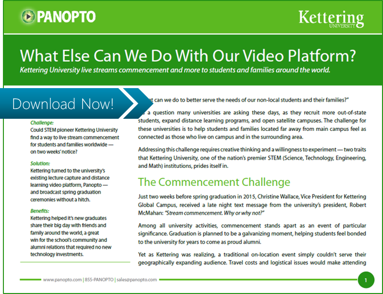 Case study ICON CTA - Kettering - Panopto Video Platform