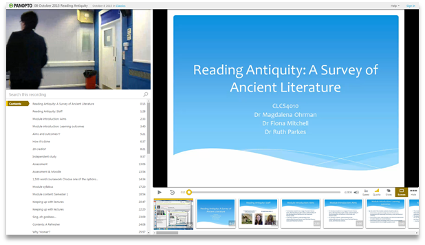 Reading Antiquity - Panopto Video Presentation Software