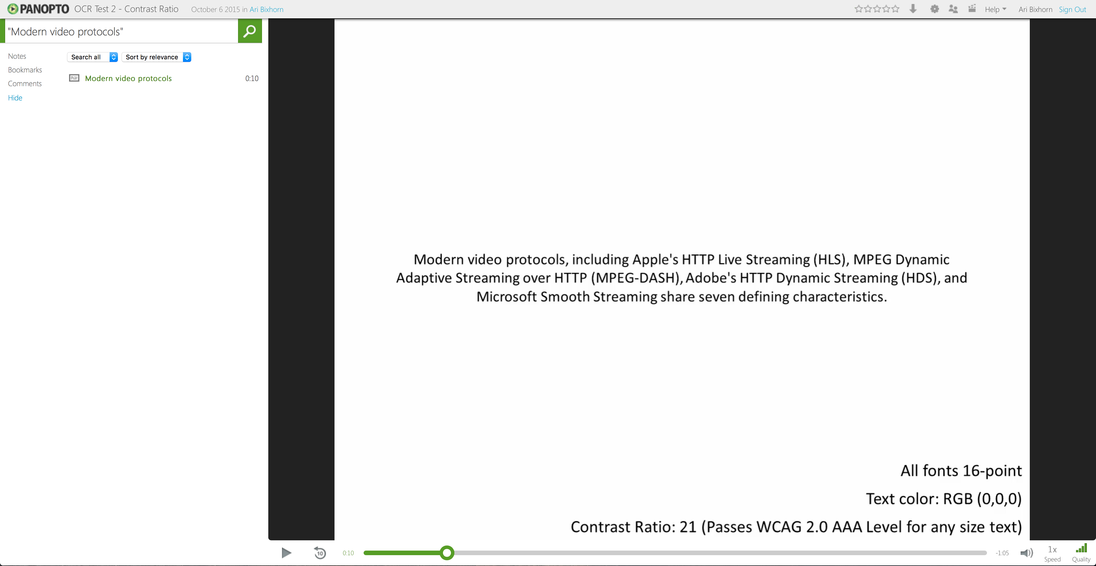 Panopto Smart Search - OCR 21 Contrast Ratio