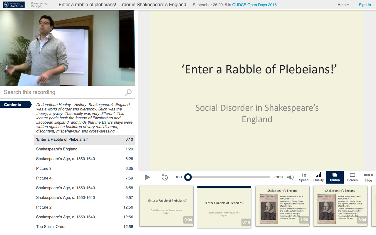 Social Disorder in Shakespeare - Panopto Video Platform